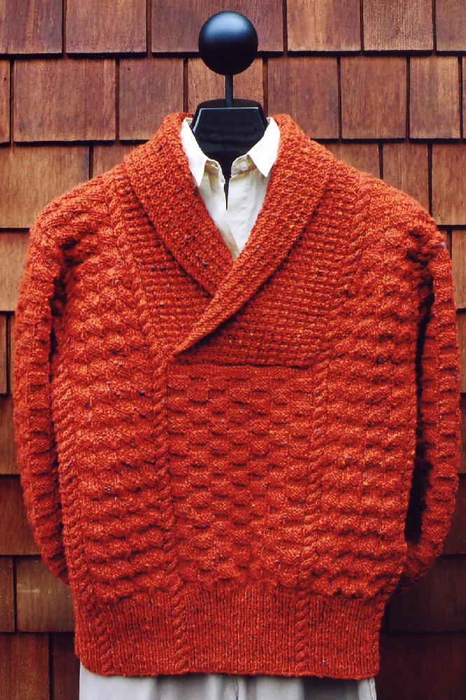 Mari Sweaters MS 172 Cable & Check Shawl Collar