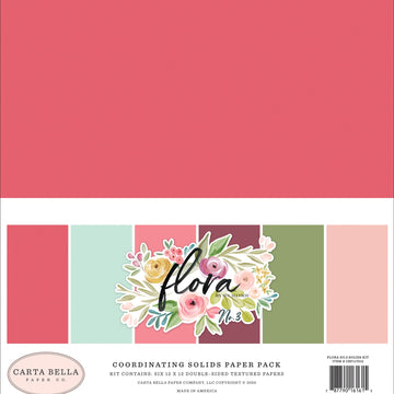 Echo Park Paper Carta Bella Double-Sided Solid Cardstock 12"X12" 6/Pkg - Flora No. 3