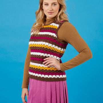 Striped Tank Top - Free Crochet Pattern for Women in Paintbox Yarns 100% Wool Chunky Superwash by Paintbox Yarns in Paintbox Yarns - Downloadable PDF