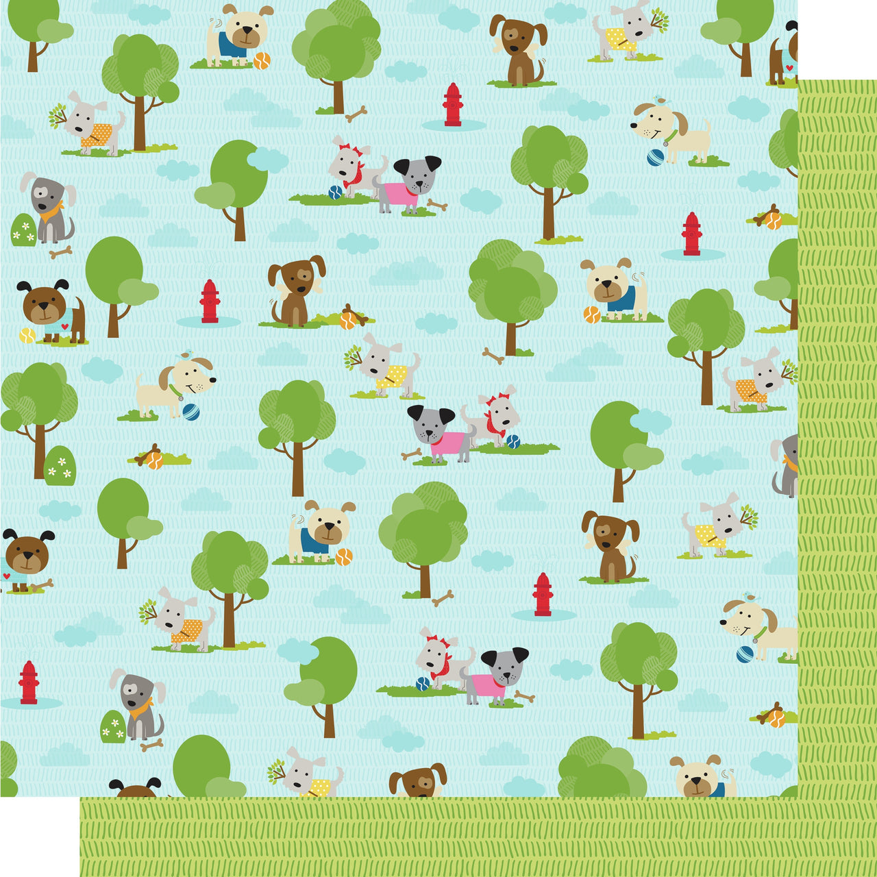 Doodlebug Bella Cooper Double-Sided Cardstock 12"X12" 25/Pkg - Dog Park