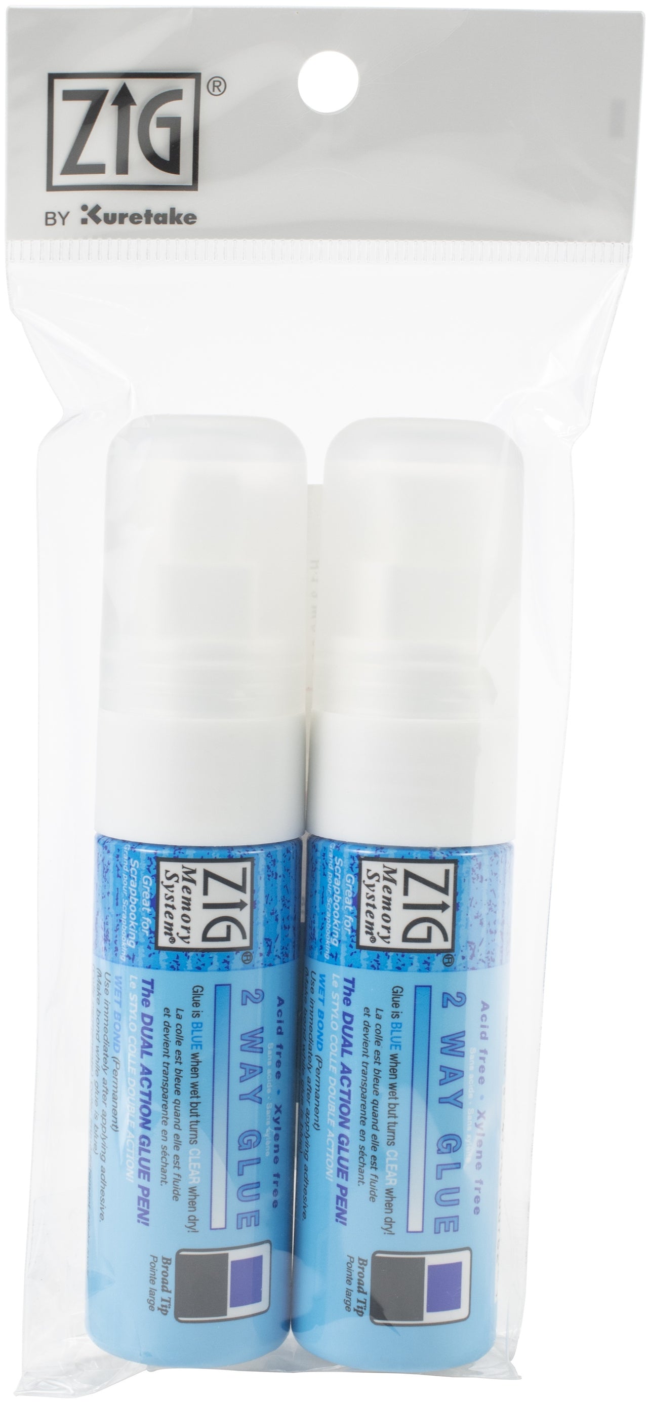 Zig 2-Way Glue Pen Carded 2/Pkg - Jumbo Tip
