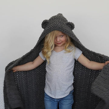 Jensen Herringbone Hooded Bear Blanket