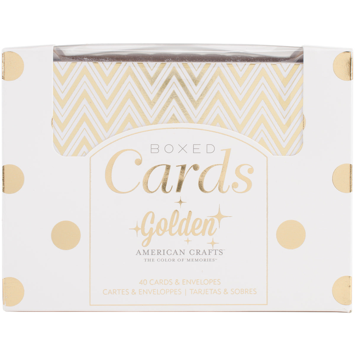 American Crafts A2 Cards W/Envelopes (4.375"X5.75") 40/Box - Golden - Gold Foil