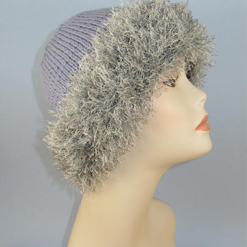 Faux Fun Fur Trim Beanie Hat