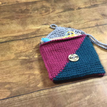 Tunisian Color Block Wristlet