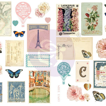 Prima Marketing Capri Chipboard Stickers 31/Pkg - Icons W/Foil Accents