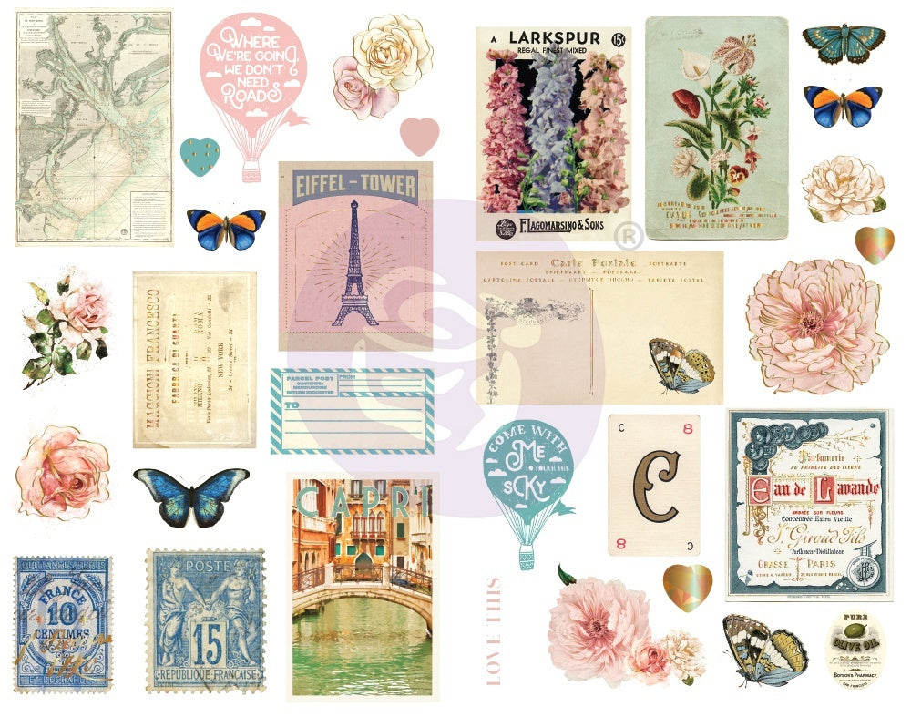 Prima Marketing Capri Chipboard Stickers 31/Pkg - Icons W/Foil Accents