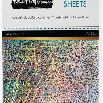 Therm O Web Brutus Monroe Deco Foil Transfer Sheets 6"X12" 10/Pkg - Silver Sketch