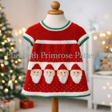 Santa Snowfall Dresses Knitting Pattern P131 | 6 Months – 7 Years | Elizabeth Primrose Patterns