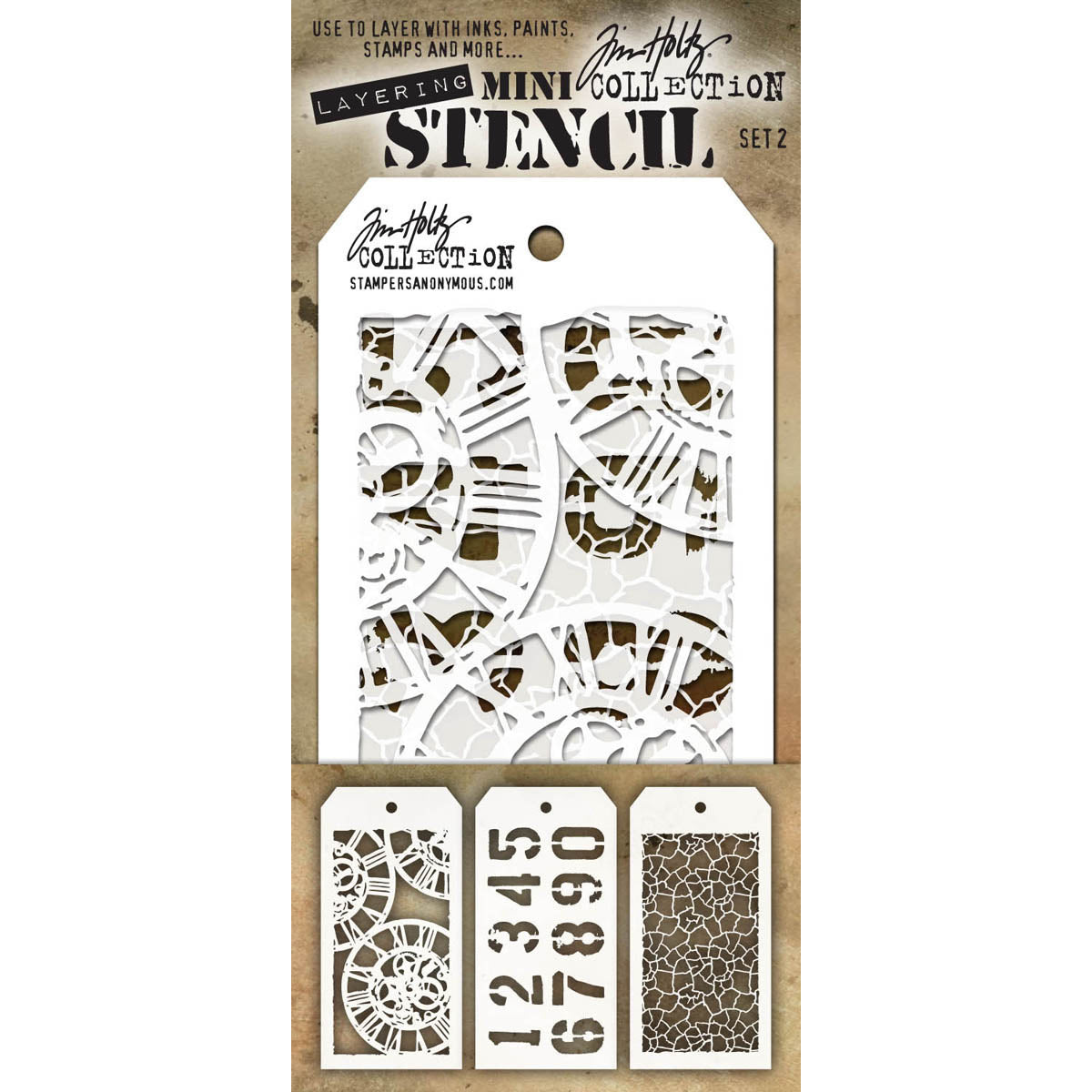 Stampers Anonymous Tim Holtz Mini Layered Stencil Set 3/Pkg - Set #2