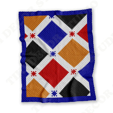 Seville Mosaic Andalusia Tiles Lapghan 47x36" Blanket C2C Crochet Pattern