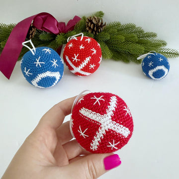 Red X Blue O Christmas ball ornament
