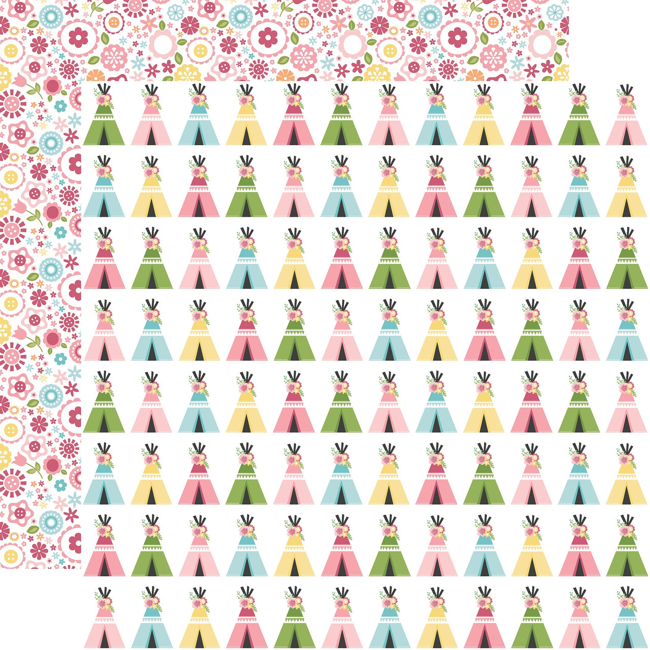 Echo Park Paper All Girl Double-Sided Cardstock 12"X12" 25/Pkg - Teepee Trails