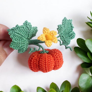 Pumpkin vine brooch