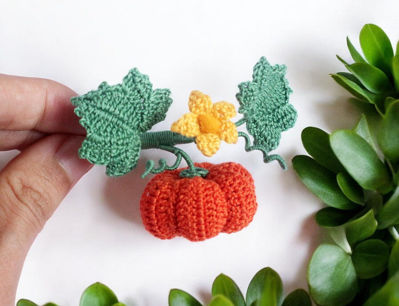 Pumpkin vine brooch