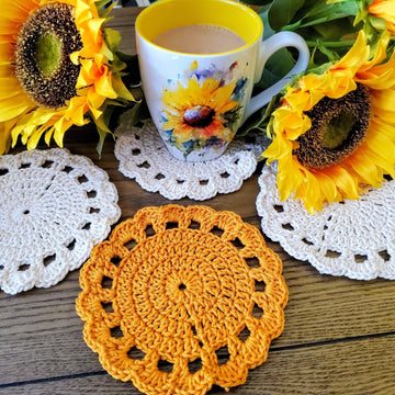 Crochet Sunflower Coasters