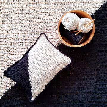 Corner Dip Color Block Crochet Lumbar Pillow