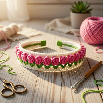 Tulip Flowers Crochet Headband Pattern | PDF + Video Tutorial