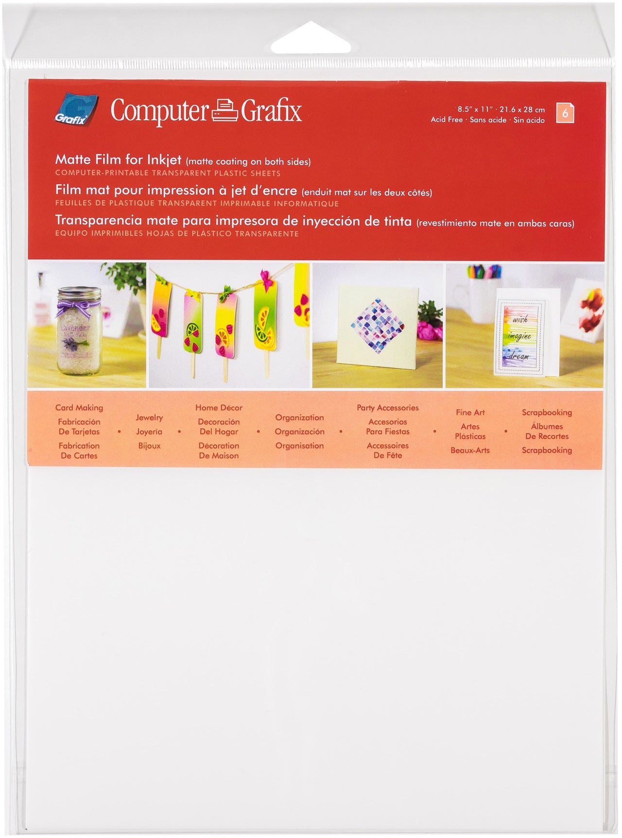 Grafix Ink Jet Film 8.5"X11" 6/Pkg - Matte