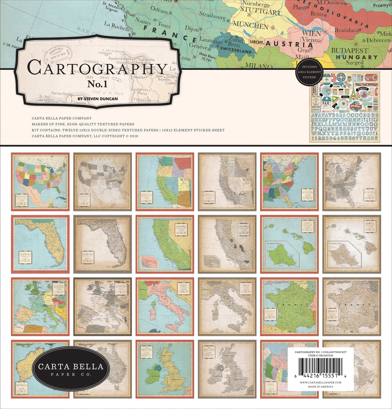Echo Park Paper Carta Bella Collection Kit 12"X12" - Cartography No.1