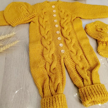 Braided Cables Romper knitting Pattern