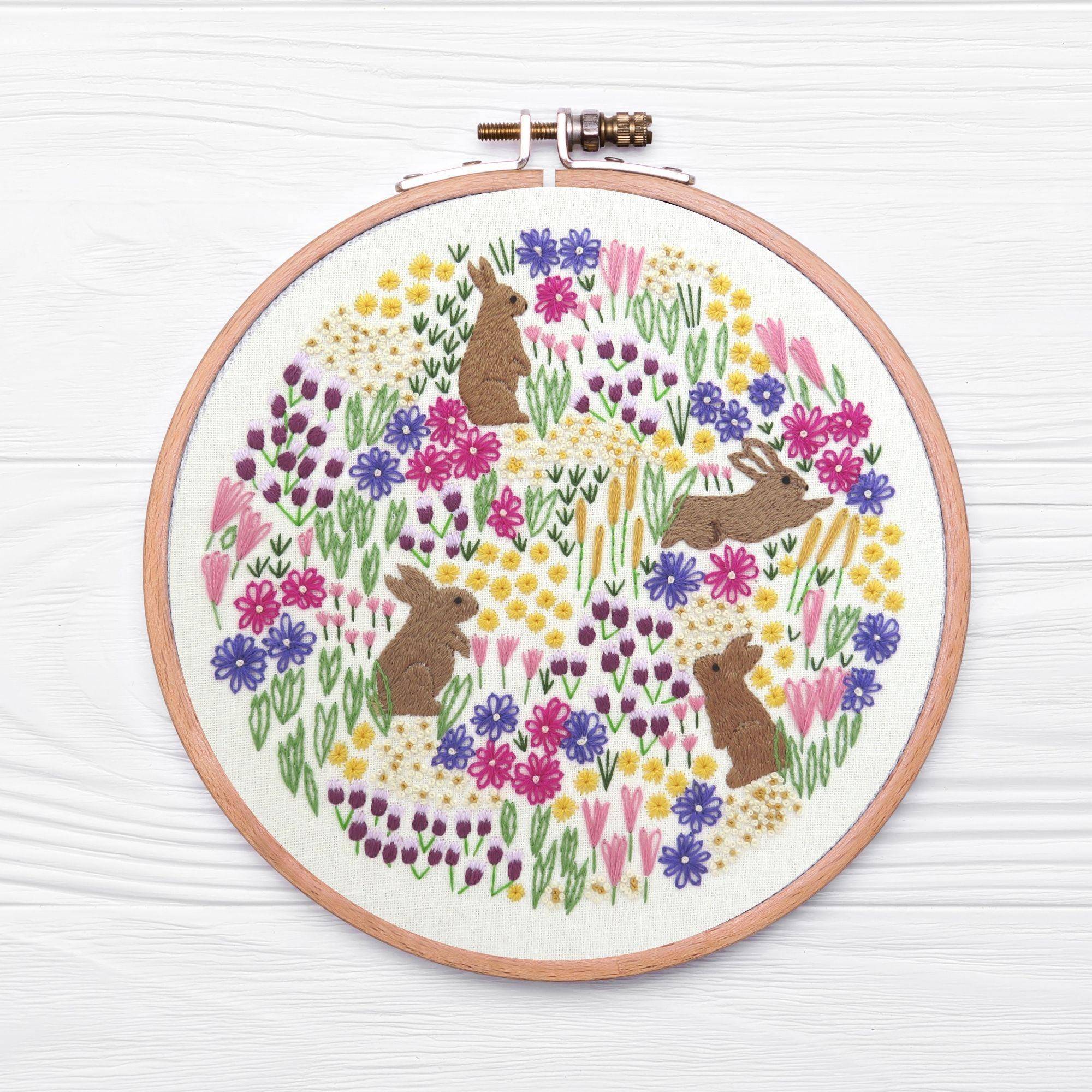 Stitchdoodles Wild Flowers and Rabbits Hand Embroidery Pattern