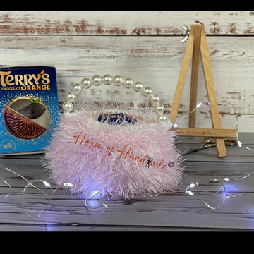 Feathers & Pearls Handbag Chocolate Orange Cover Knitting Pattern