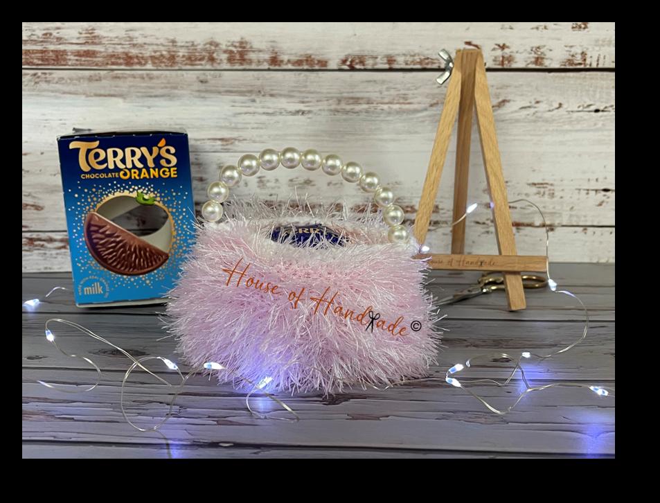 Feathers & Pearls Handbag Chocolate Orange Cover Knitting Pattern