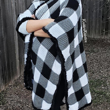 Luxury Plaid Tunisian Poncho