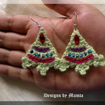 Fern Mountain Crochet Triangle Earrings Pattern Unique Jewelry