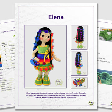 24 inch crochet doll pattern PDF, XL amigurumi doll, Elena