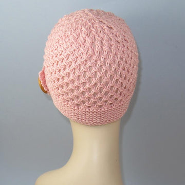 Button Up Lace Beanie Circular knitting pattern