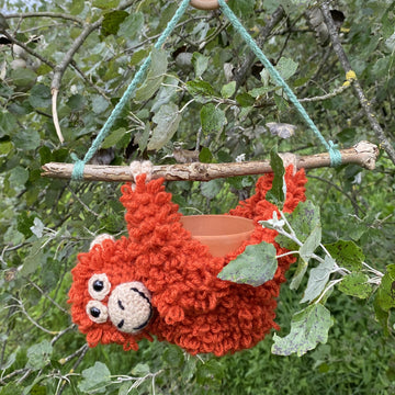 Darwin the Orangutan Crochet Hanging Basket