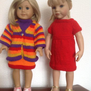 Coat of many colours and matching dress for 18 inch doll