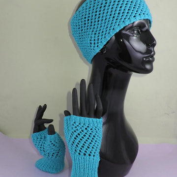 Easy Lace Fingerless Gloves and Headband Set
