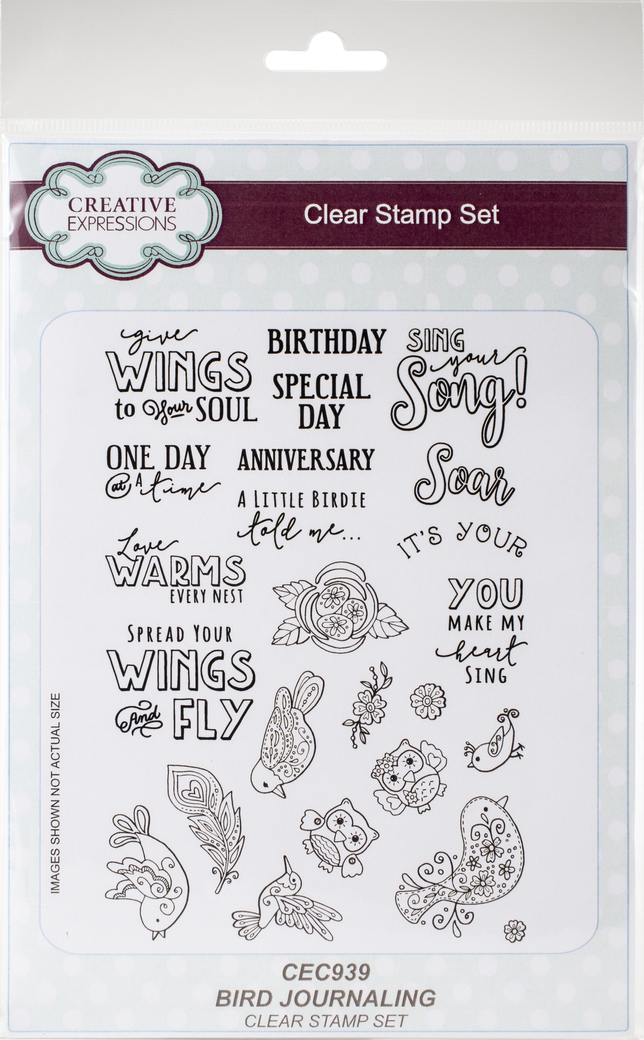 Creative Expressions A5 Clear Stamp Set - Bird Journaling