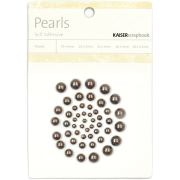 Kaisercraft Adhesive Pearls 50/Pkg - Pewter