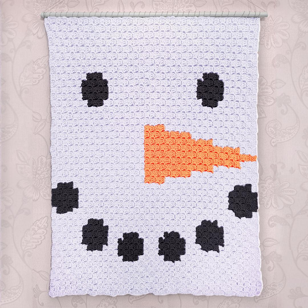 C2C - Snowman Face - Corner to Corner Blanket