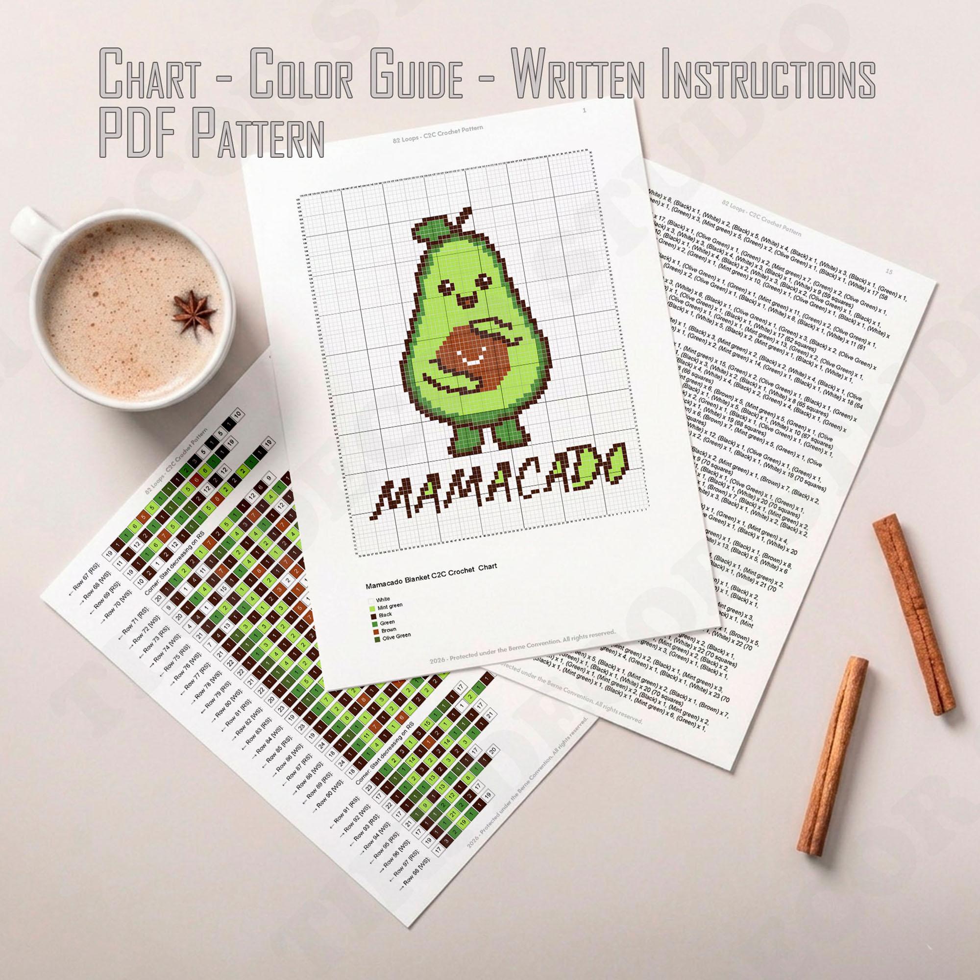 Mamacado Funny Blanket Corner-to-Corner Crochet Pattern Pregnancy Throw
