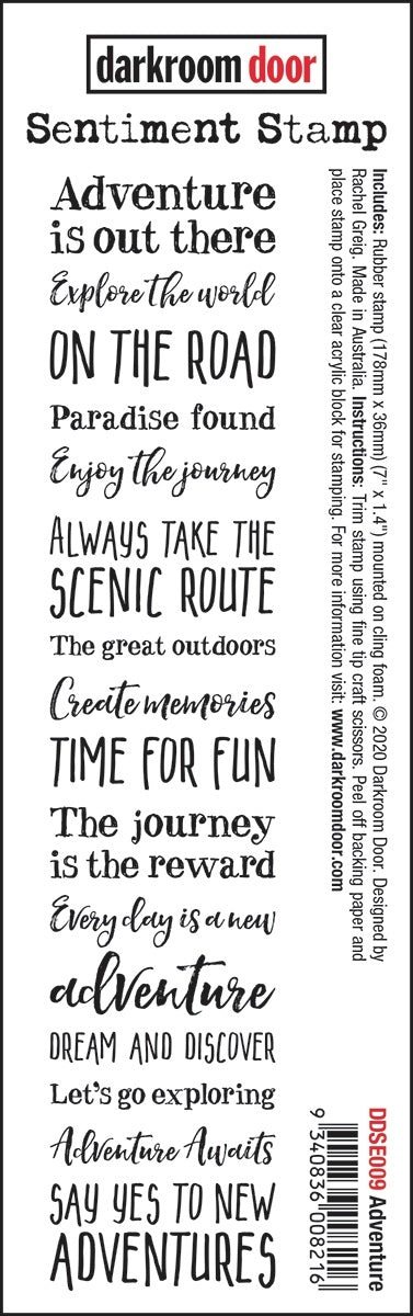 Darkroom Door Sentiment Cling Stamp 7"X1.4" - Adventure