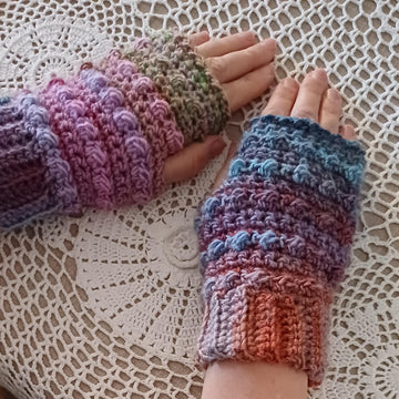Berry Slouch Beanie and Fingerless Mitts