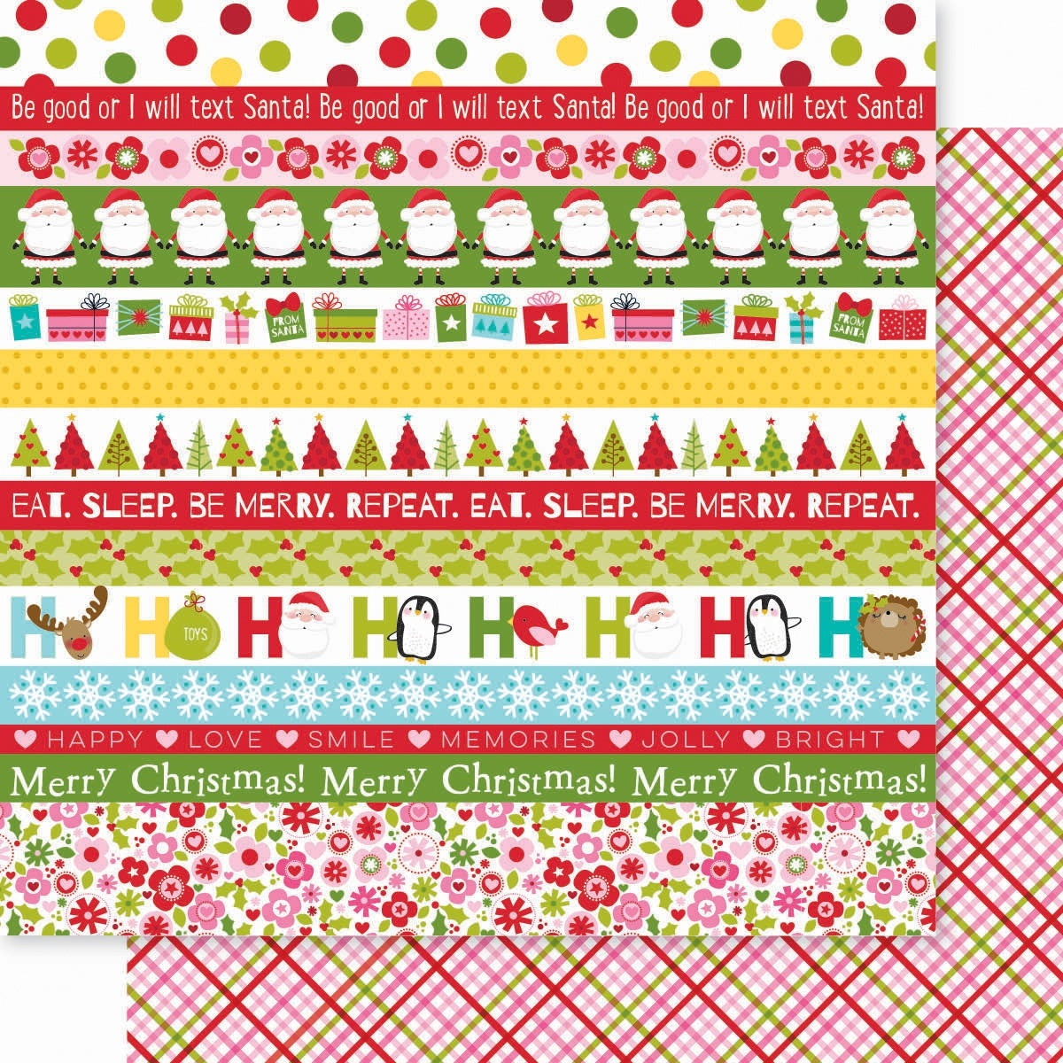 Doodlebug Santa Squad Double-Sided Cardstock 12"X12" 25/Pkg - Borders
