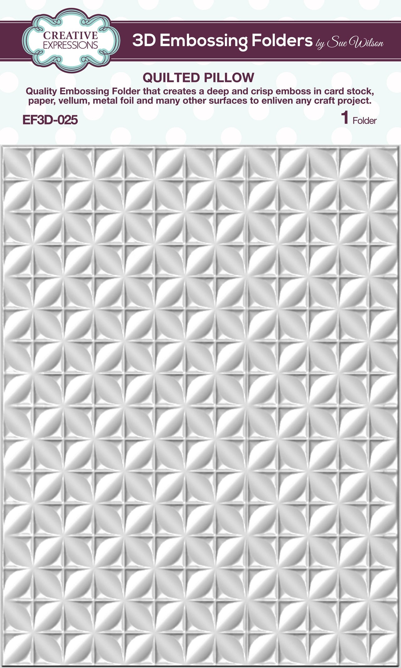 Creative Expressions 3D Embossing Folder 5.75"X7.5" - Quilted Pillow