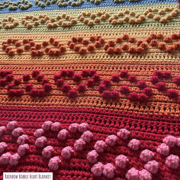 Rainbow Bobble Heart Blanket