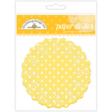 Doodlebug Doilies 4.5" 75/Pkg - Bumblebee Polka Dot