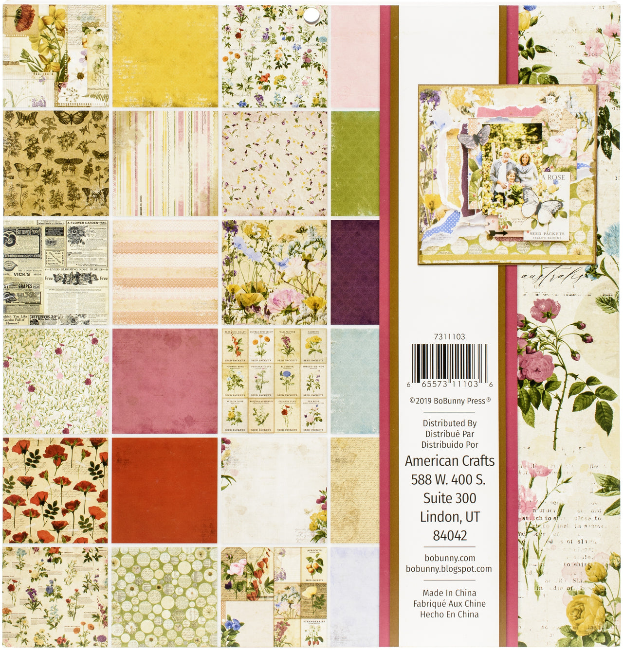 American Crafts BoBunny Single-Sided Paper Pad 12"X12" 48/Pkg - Botanical Journal