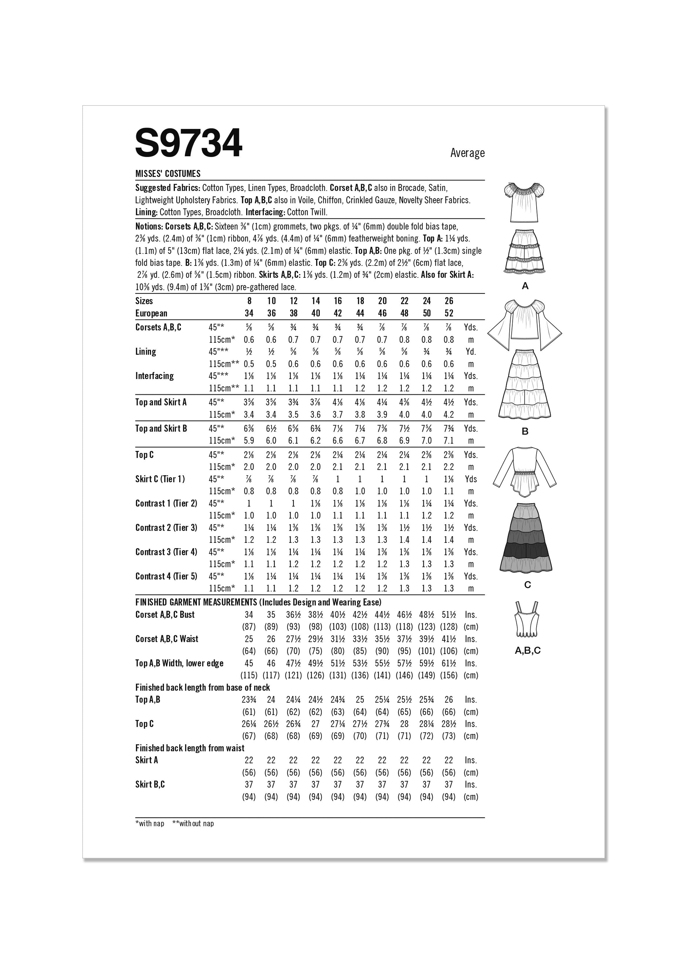 Simplicity Misses' Costumes by Andrea Schewe Designs S9734 - Sewing Pattern
