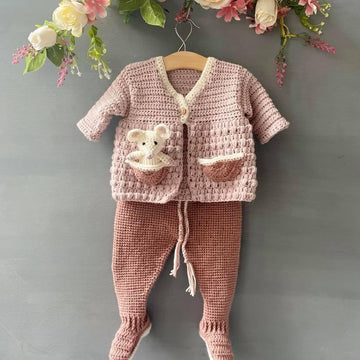 Crochet Pramsuit and Mouse