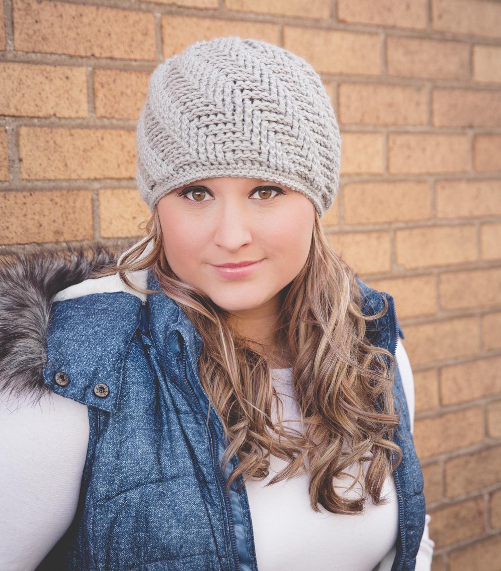 Spiral Herringbone Beanie
