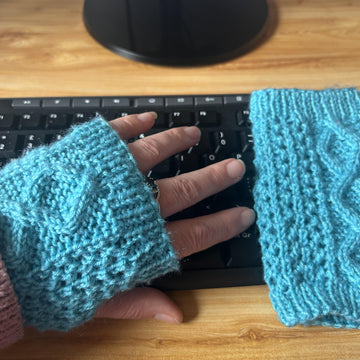 Cable and Lace Wrist Warmers